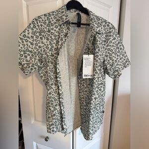 lululemon airing easy button up shirt floral l